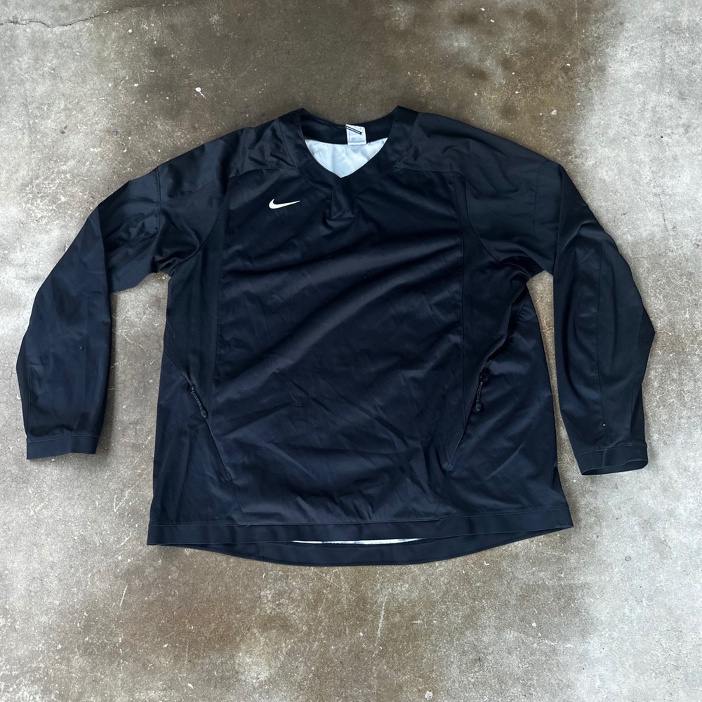 Nike Windbreaker Pullover Mens XL Black Excellent V-Neck Mesh Side Panels